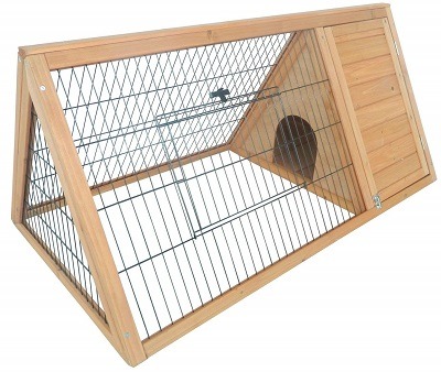 PawHut Outdoor Triangular Wooden Bunny Rabbit Hutch